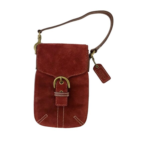 Coach Handbags - Vintage Coach Burgundy Suede Accessories Phone Bag / Wristlet